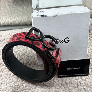 Dolce & Gabbana Black and Red Patterned Women's Belt